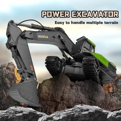 Rc Car 1:14 Rc Excavator 22ch Green Remote Control Truck Toys For Boys Lead Screw Drive Huina 593 For Kids Toys
