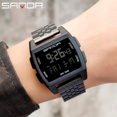 Military Sports Watches Electronic Mens Watches Stainless Chronograph Male Clock Waterproof LED Digital Watch Relogio Masculino