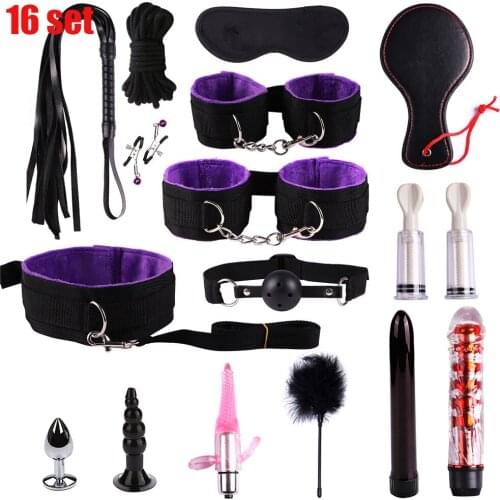 Sexy Toys 16 Set Sexy Toys Hand Cuffs BDSM Costumes Removable Spreader Bar for Ankle Cuffs Bondage SM Product Games Toys