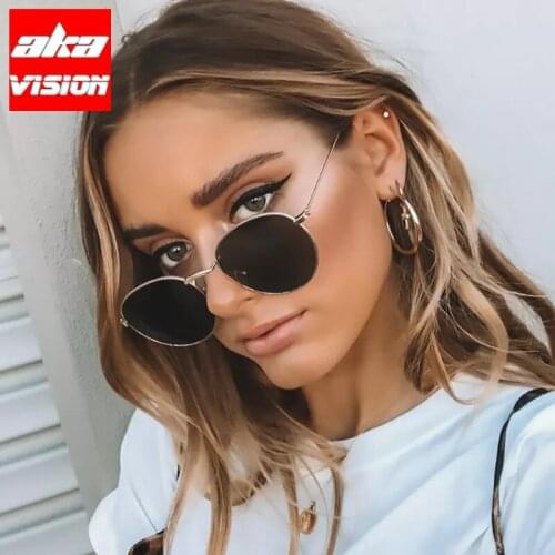 AKA VISION 2021 Small Frame Round Sunglasses Women/Men Brand Designer Glasses Women Mirror Glasses Vintage Modis Oculos Uv400