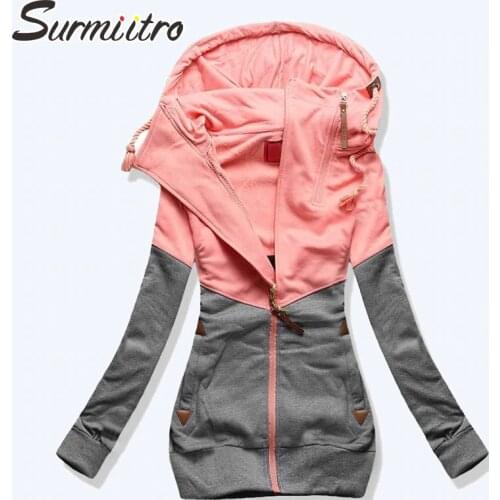 SURMIITRO S-5XL Spring Women Jacket 2021 Autumn Winter Hooded Sweatshirt Zipper Hoodies Plus Size Coat Female Sweat Polerones