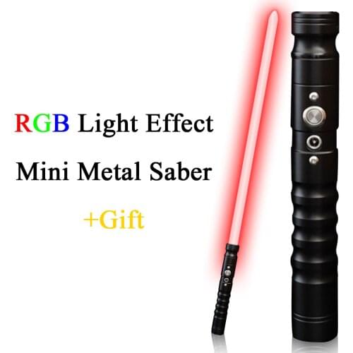 RGB Light Saber Metal Hilt Force FX Heavy Dueling Sound Cosplay Mini Lightsaber Color Changing Blaster LED Luminous Kids Toy