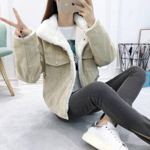 Spring Warm Womens Winter Velvet jacket female short lapels fur thick Korean version plus velvet jacket 2021 bomber jacket