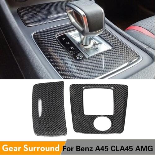 For CLA45 AMG Interior Trim For Mercedes-Benz AMG A45 GLA45 AMG Carbon Fiber Gear Surround Compartment Base Cover LHD RHD