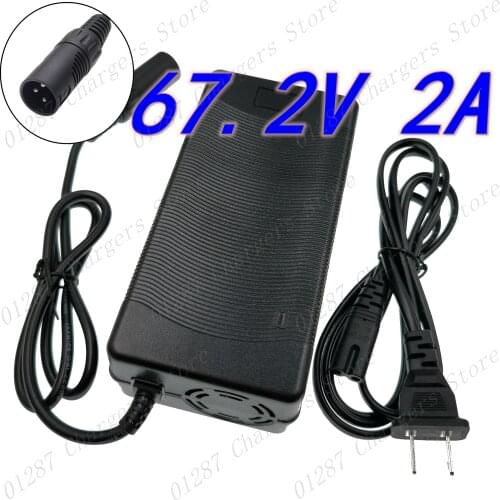 67.2V 2A Lithium Battery Charger For 16Series 60V e-bike electric bicycle Wheelbarrow Electric scooter Charger 3-Pin XLR Plug