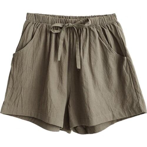 Women Summer Soild Color Shorts Loose Comfortable Casual Breathable High Waist Plus Size Female Loose Fashion Beach Shorts