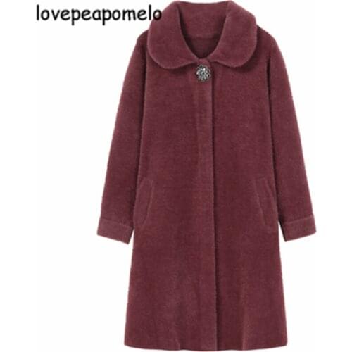 Double-faced Cashmere Coat Winter Womens Fur Coats Madam Long Jackets Female Mink Woolen Coat Plus Size Ladies Overcoats D25