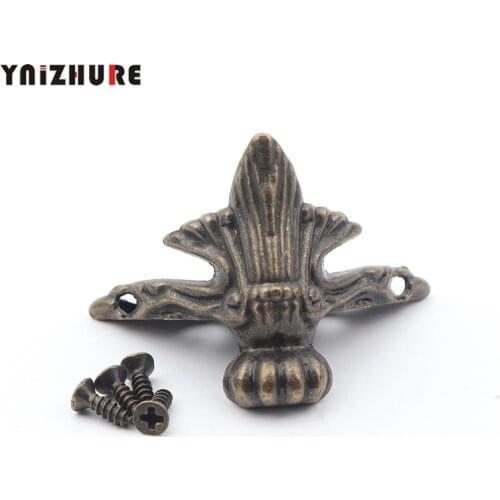 12Pcs Antique Furniture Jewelry Gift Box Wooden Book Case Corner Protector Bronze Tone Decorative Feet Leg