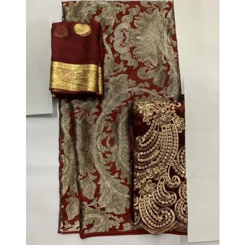 2+2+2.65 yards Velvet Lace Fabrics Soft Silk Lace African Fabric With George Lace Fashion Nigerian Bride Wedding Dress