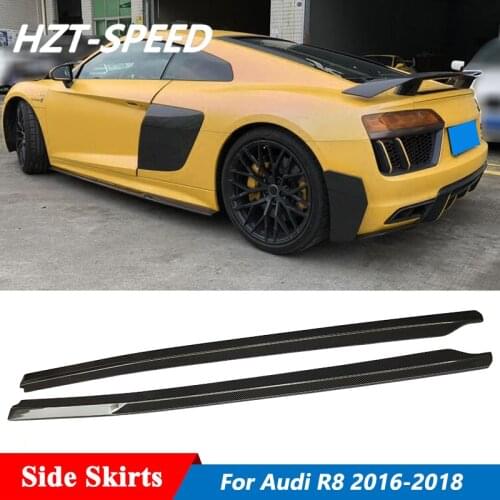 2 PCS Carbon Fiber Door Extension Lip Aprons Side Skirts For Audi R8 Car Tuning 2016-2018