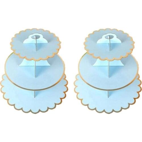 3-Tier Cupcake Stand, Cardboard Cupcake Tower, Round Dessert Cupcake Holder, Disposable Pastry Stand, Paper (2PCS)