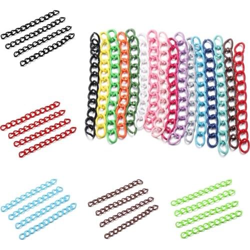 30Pcs/Lot 50mm Colourful Necklace Extension Chain Bulk Bracelet Extended Chains Tail Extender for DIY Jewelry Making Supplies