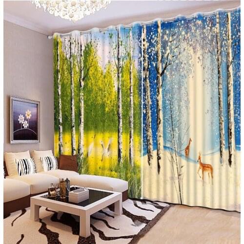 3D Curtain Photo Customize Size Oil Painting Woods Animal Scenery Bed room Living Room Office Hotel Cortinas Curtain Decoration