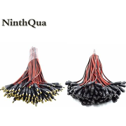 5pcs 12V DC Connectors Male Female Jack Cable Adapter Plug Power Supply 5.5 x 2.1mm for LED Strip Light CCTV Camera 26cm Length