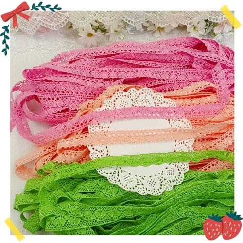 5Yards Cotton Lace Trim Ribbon Pink Green Orange Lace Fabric DIY Craft Garment Curtain Sewing Accessories 18mm Width