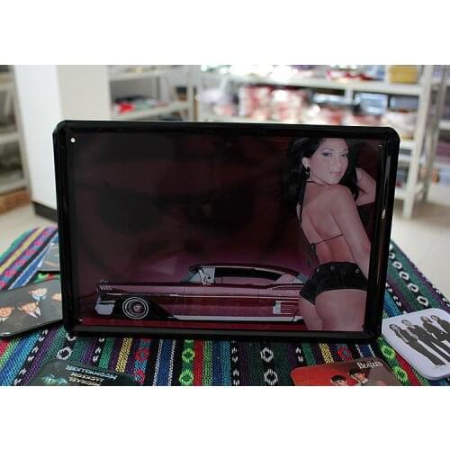 50pcs/lot Metal Sign shabby chic Fashion Red Car Sexy Lady Bare Long Panda Home Wall Poster Metal Tin Sign Decor G-23