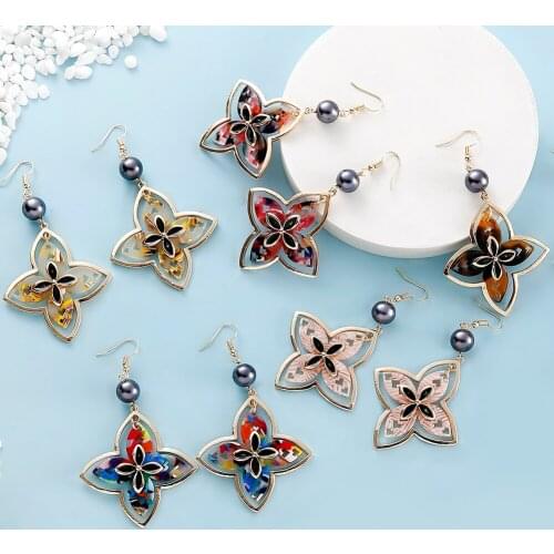SophiaXuan Acrylic Vintage Flower Earring Fashion Acetate Dangle Earrings Summer Resin New Wholesale Drop Hawaiian for Women