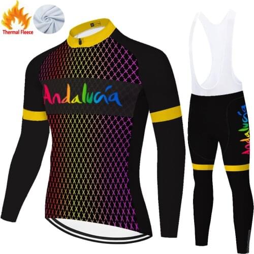 Andalucia Winter Thermal Fleece Camisa Masculina Attrezzature Conjunto Maillot Velo Homme Abbigliamento Ciclismo Jersey Ciclismo