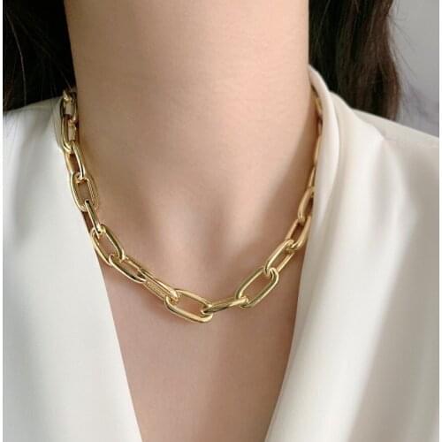 PerisBox Box Chain 14k Gold Necklaces Mixed Linked Necklaces for Women Minimalist Choker Necklace Hot Jewelry