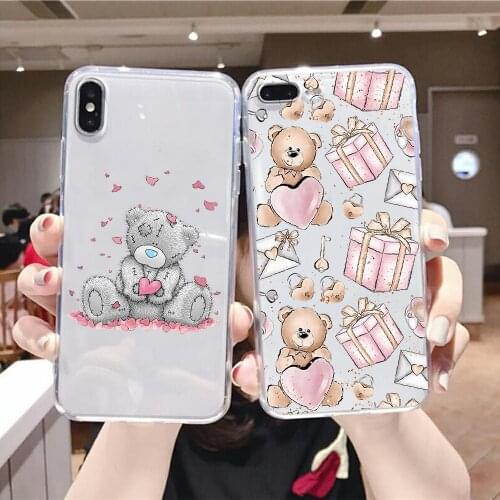 Teddy bear Lovely Phone Case For Huawei Honor 6 7 8 9 10 10i 20 A C X Lite Pro Play transparent art cell cover pretty funda
