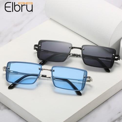 Elbru New Fashion Small Sunglasses Brand Designer Metal Frame Sunshades Colorful Eyewear For Women Clear Lens UV400 Sun Glasses