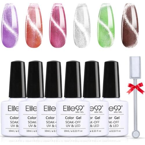 Elite99 6pcs/Set Platinum Cats Eye Gel Polish Varnishes Kits Hybrid Nails For Manicure 10ML Crystal Ice Cat Eye Enamel Nail Set