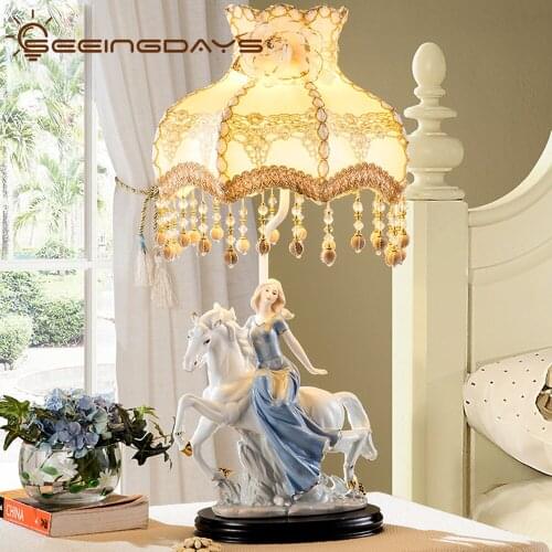European Creative Ceramic Princess Table Lamp for Bedroom Bedside Lamp for Children Room Married Room Girls Bedroom Lamp