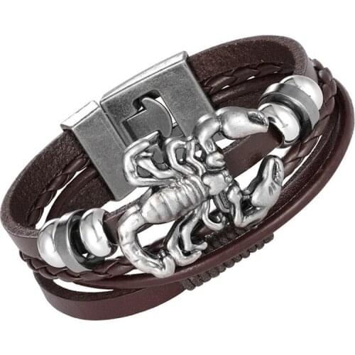 Hot Sale 2020 New Fashion Scorpion Bracelet Men Leather Bracelet Women Friends Valentines Gift Jewelry Wholesale Price Pulseira
