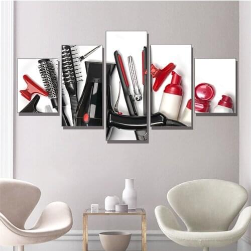 Canvas Painting Hairdressing Picture For Beauty Salon Home Decor Modern 5 Pcs Wall Art Picture For Living Room Print And Poster