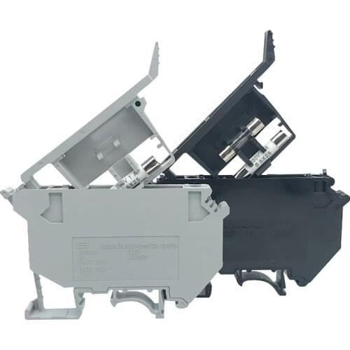 50PCS UK5-HESI UK5RD 4mm2 DIN Rail Screw Clamp Fuse Holder Base Terminal Blocks Connector UK Fuse Accessories