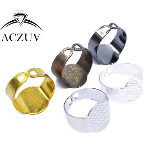 Metal 200pcs With 11x15mm Flat Gule Pad Jewelry DIY Ring Base Ring Blanks and Tray Findings FRS001