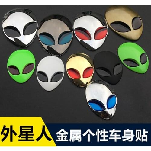 1pcs Metal 3D Alienware Alien Head Auto Logo Sticker Vinyl Badge Car Decals Graphic High Quality Car Styling auto Accessories