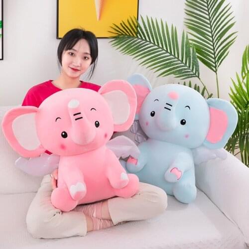 Zqswkl cute plush toy angel elephant doll cartoon children toys pink pillows decor home kids soft toy christmas birthday gift