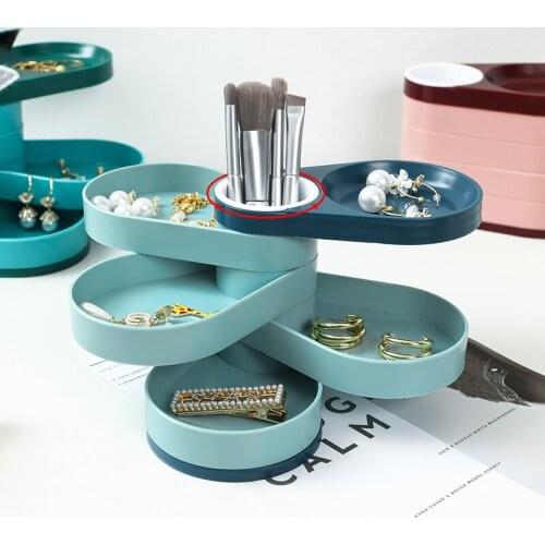 Multilayer Rotating Jewelry Organizer Bracelet Earring Necklace Ring Storage Box Containers Desk Organizer Makeup Organizer