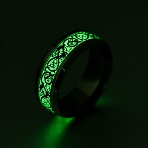 Fashion luminous dragon ring retro stainless steel fluorescent ring plus size couple jewelry for men