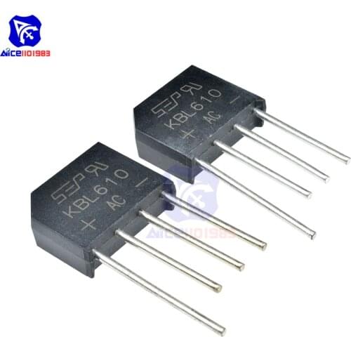 5PCS/Lot Bridge Rectifier Diode KBL610 SIP-4 6A 1000V Single Phase Bridge Rectifier Original Integrated Circuit
