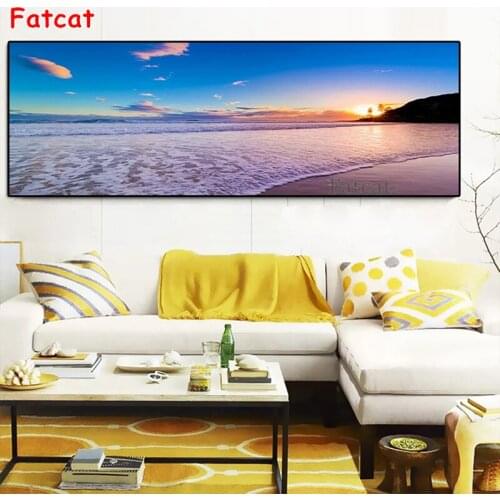 Blue Sky Sunsets Natural Sea Beach diy 5d diamond painting full drill landscape diamond embroidery gift mosaic home decor PP1739