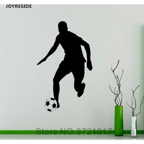JOYRESIDE Soccer Player Wall Football Sport Decals Vinyl Sticker Boy Living Room Home Design Interior Decoration Art Mural A1579