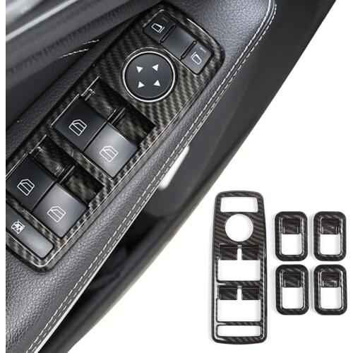 New Carbon ABS Window Lift Switch Button Frame Trim For Mercedes-Benz A B C E GLE GLA CLA GLK Class W176 W204 W212 W166 W218