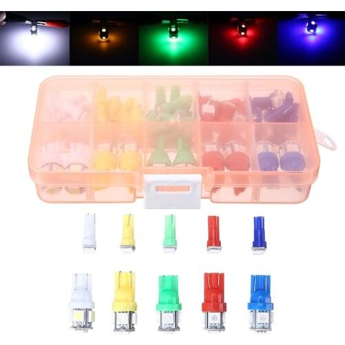 New Arrival 70pcs T5+T10 LED Car Instrument Panel Light 5 Colors Cluster Dash Indicator Light Bulb Kit