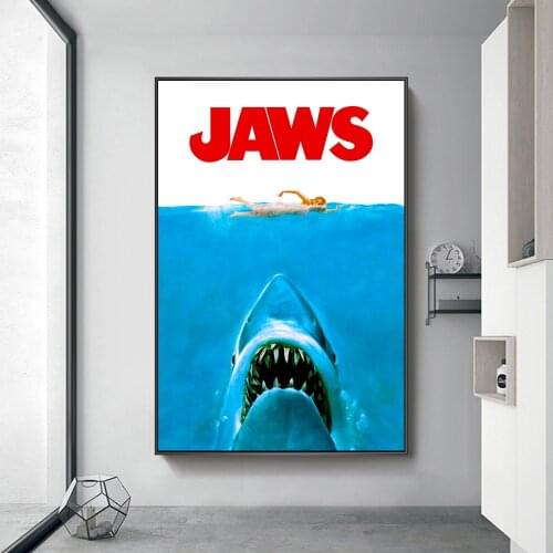 Classic JAWS Thriller Movie Posters And Prints Shark Picture On Canvas Wall Art Animal Painting For Living Room Home Decoration