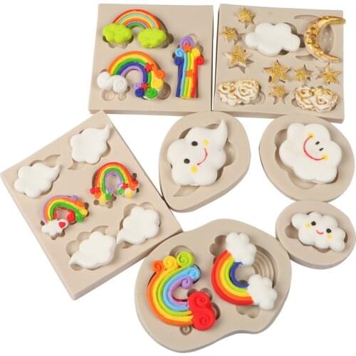 Rainbow,Stars & Clouds Silicone Mold Fondant Cake Decorating Mold Sugarcraft Chocolate Baking Tool Kitchenware For Cake Gumpaste
