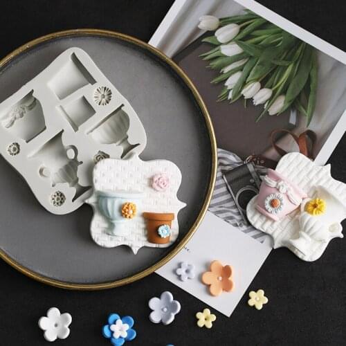A Variety Of Vases Flowerpots Daisy Sun Flower Chocolate Liquid Silicone Mold Baking Tools Cake Decoration Mold WMJ-917