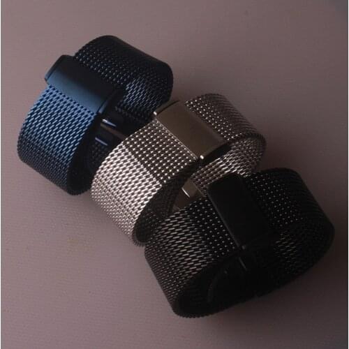 Mesh 18mm 19mm 20mm 21mm 22mm 24mm Blue Stainless Steel Watch Band Strap Metal Watchband new Folding buckle Bracelets Quick pin