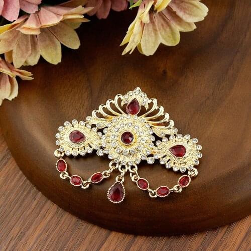 Sunspicems Gold Plating Colorful Crystal Morocco Brooch For Women Arab Wedding Jewelry Caftan Pins Bohemia Bridal Bijoux Gift