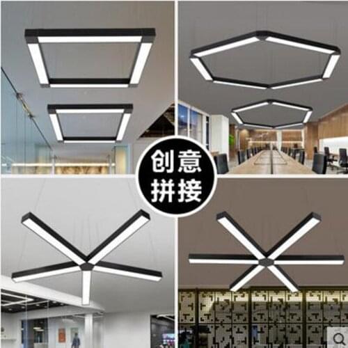 LED office chandeliers strip lights rectangular studio supermarkets shops Internet cafes industrial style chandeliers led light