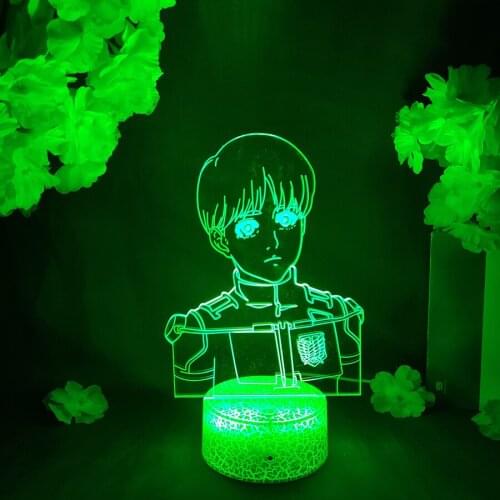 LED Light Anime Attack on Titan Figure Armin Arlert Acrylic Night Light RGB Flashing Cool Gift 3D Light Children Bedroom Decor