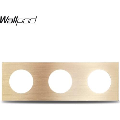 L6 DIY Triple Panel Gold Brushed Aluminum For Wall Switch Socket 3 Gang Frame Metal Plate Free Combination, 258*86mm