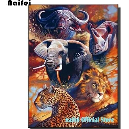 Home Decoration DIY 5D Diamond Embroidery Animals "Big Five Animals Lord" Full Diamond Cross Stitch Set Painting Hobby Craft
