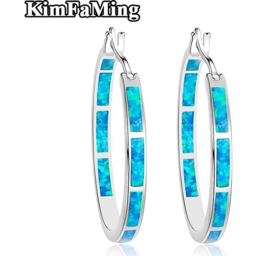 Gorgenous Opal Silver 925 Casual Hoop Earrings for Women Trendy Hyperbole Fine Jewelry Party/Cocktail OPE048A